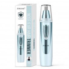 ZORAMI Ear and Nose Hair Trimmer Clipper - 2024 Professional Painless Eyebrow & Facial Hair Trimmer for Men Women, Battery-Operated Trimmer with IPX7 Waterproof, Dual Edge Blades for Easy Cleansing Blue