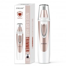 ZORAMI Ear and Nose Hair Trimmer Clipper - 2024 Professional Painless Eyebrow & Facial Hair Trimmer for Men Women, Battery-Operated Trimmer with IPX7 Waterproof, Dual Edge Blades for Easy Cleansing Pink